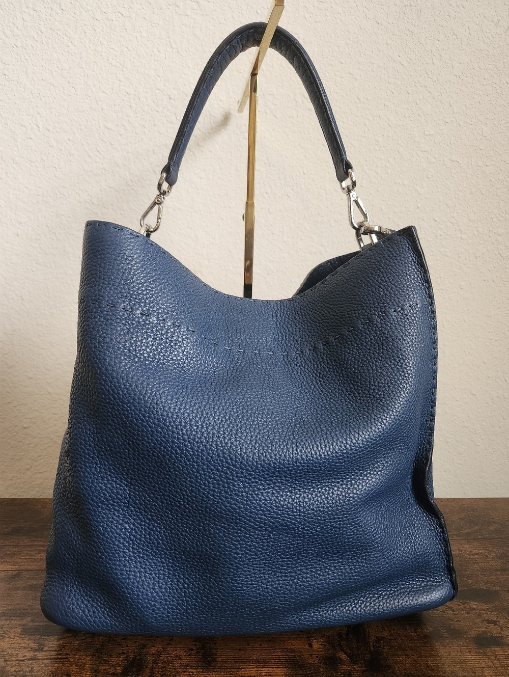 Fendi Blue Selleria Leather Anna Bag - Picture 5 of 16